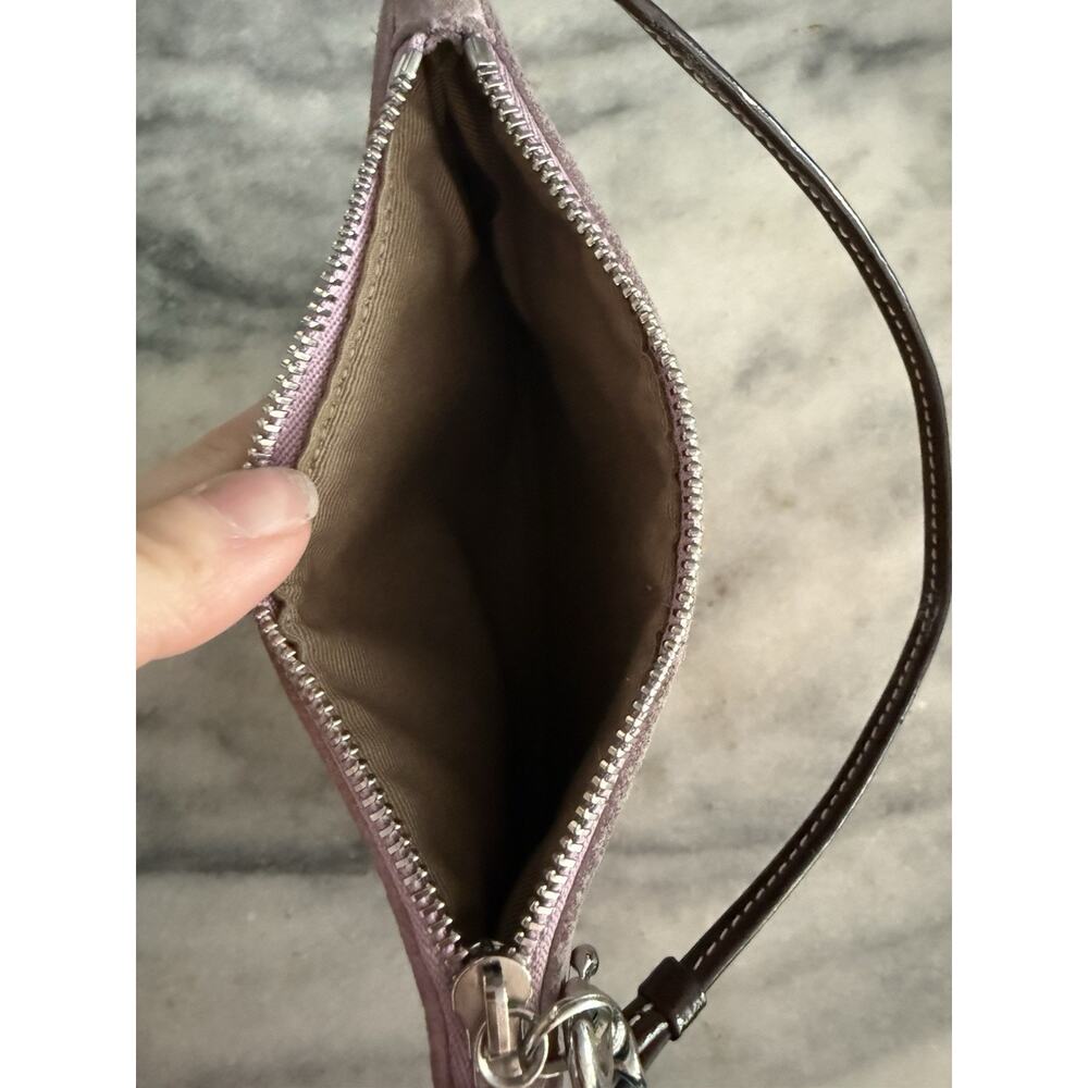 Coach Suede Wristlet Pouch Pink Lilac Mini Bag Leather Strap Y2K Vintage - Picture 8 of 10